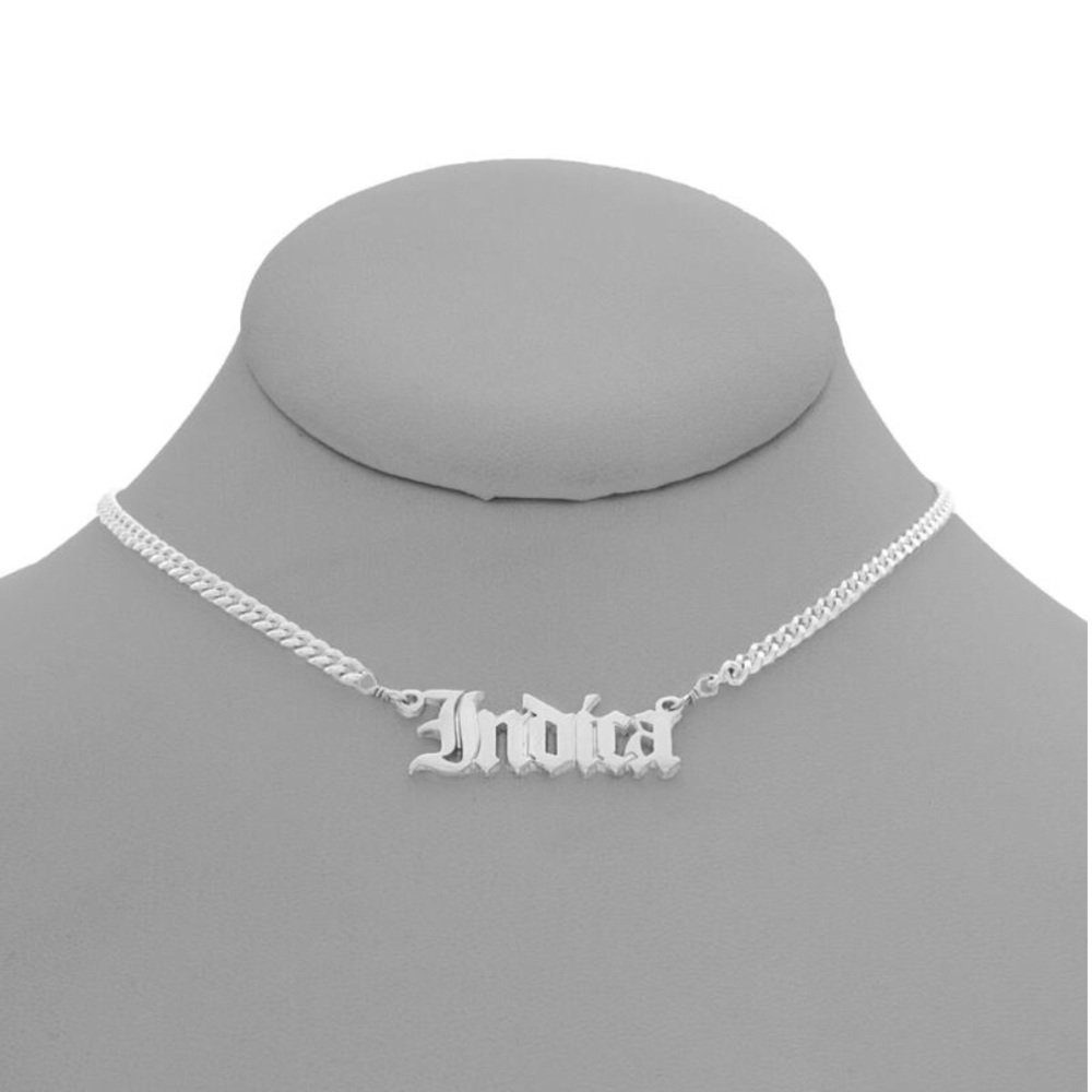 Sterling Silver “INDICA” Nameplate Choker